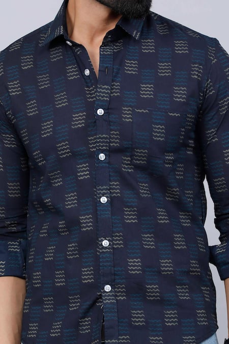 Shop Aryavir Malhotra Blue Cotton Indigo Abstract Print Casual Shirt Online at Aza Fashions Shop_Aryavir Malhotra_Blue Cotton Indigo Abstract Print Casual Shirt _Online_at_Aza_Fashions