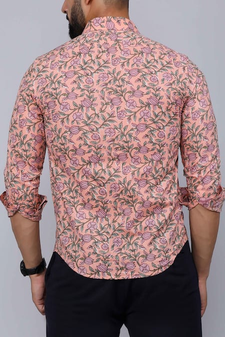 Aryavir Malhotra Floral Vine Print Cotton Shirt 