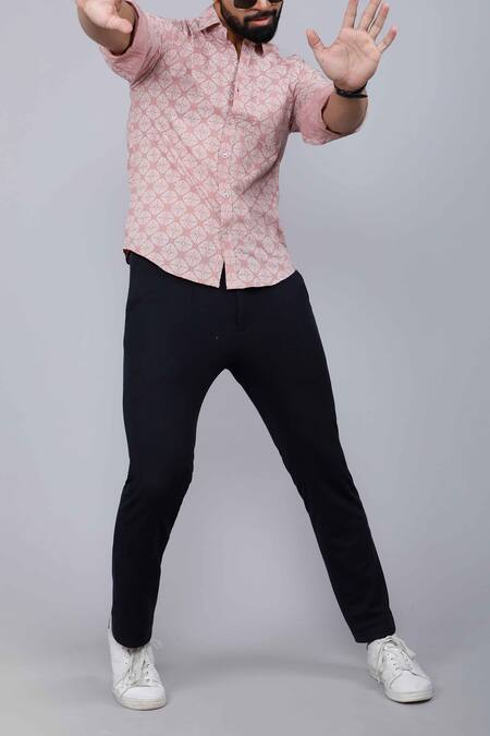 Aryavir Malhotra Pink Cotton Abstract Print Shirt Online at Aza Fashions Aryavir Malhotra_Pink Cotton Abstract Print Shirt _Online_at_Aza_Fashions