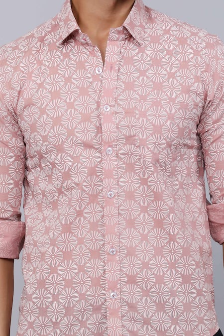 Buy Aryavir Malhotra Pink Cotton Abstract Print Shirt Buy_Aryavir Malhotra_Pink Cotton Abstract Print Shirt
