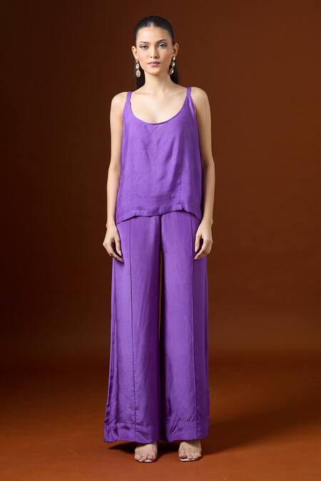 Yoshita Couture_Purple Embroidery Round Neck Shibori Kaftan Set _Online_at_Aza_Fashions