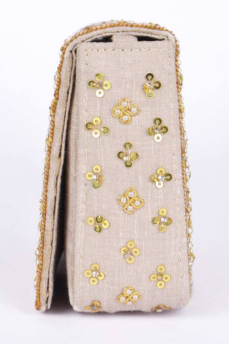 Buy_Fuchsia by aashaka mehta_Gold Sequins Embellished Clutch With Sling _Online_at_Aza_Fashions