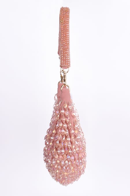 Buy Fuchsia by aashaka mehta Pink Crystals Designer Velvet Handbag With Detachable Handle Online at Aza Fashions Buy_Fuchsia by aashaka mehta_Pink Crystals Designer Velvet Handbag With Detachable Handle _Online_at_Aza_Fashions