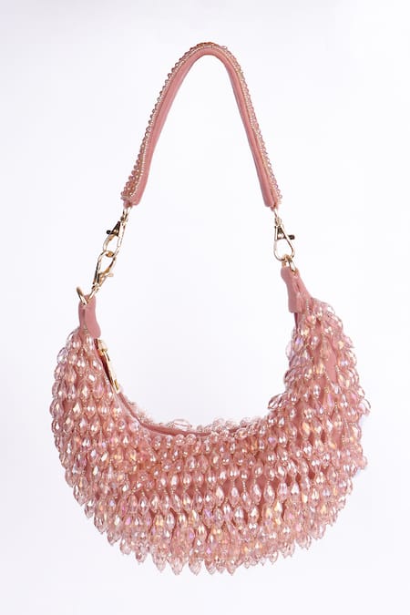 Fuchsia by aashaka mehta Designer Velvet Handbag with Detachable Handle 