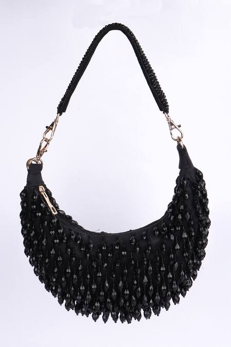 Fuchsia by aashaka mehta Designer Black Velvet Handbag 