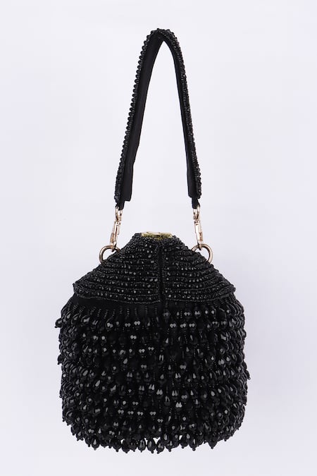 Fuchsia by aashaka mehta Black Velvet Designer Handbag 