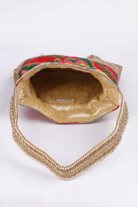 Buy_Fuchsia_Multi Color Embroidery, Tassels Designer Potli Bag _Online_at_Aza_Fashions
