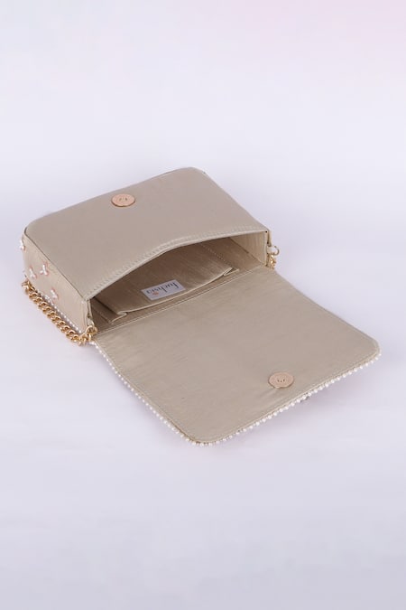 Buy_Fuchsia_Gold Sequins, Feathers Embellished Silk Clutch _Online_at_Aza_Fashions