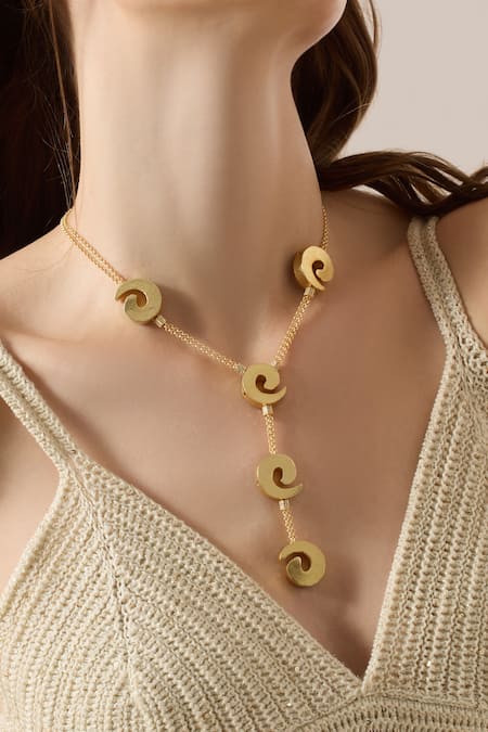 Shop_Joules By Radhika_Gold Plated Solene Pendant Necklace _Online_at_Aza_Fashions