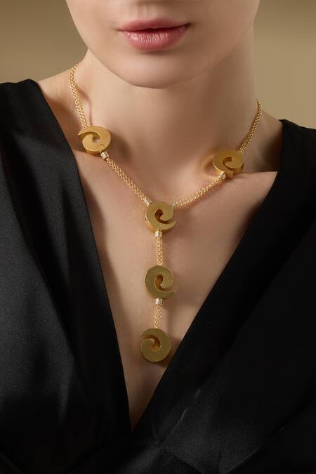 Joules By Radhika_Gold Plated Solene Pendant Necklace _at_Aza_Fashions