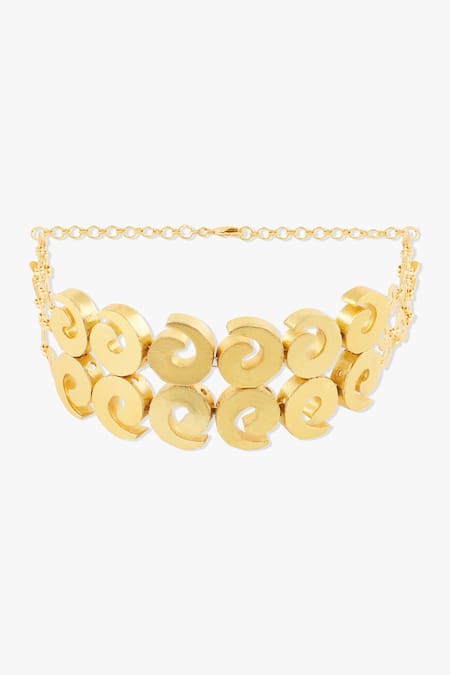 Shop Joules By Radhika Gold Plated Floral Gold-toned Choker Necklace at Aza Fashions Shop_Joules By Radhika_Gold Plated Floral Gold-toned Choker Necklace _at_Aza_Fashions