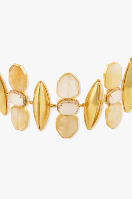 Joules By Radhika Beige Gold Finish Elira Choker Necklace Online at Aza Fashions Joules By Radhika_Beige Gold Finish Elira Choker Necklace _Online_at_Aza_Fashions