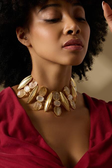 Buy Joules By Radhika Beige Gold Finish Elira Choker Necklace Online at Aza Fashions Buy_Joules By Radhika_Beige Gold Finish Elira Choker Necklace _Online_at_Aza_Fashions