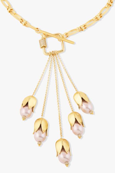 Joules By Radhika Gold Plated Ondine Baroque Pearl Pendant Necklace Online at Aza Fashions Joules By Radhika_Gold Plated Ondine Baroque Pearl Pendant Necklace _Online_at_Aza_Fashions