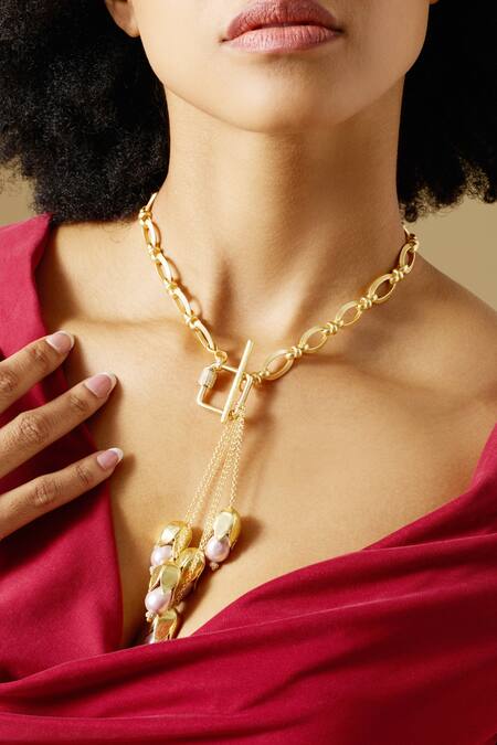 Buy Joules By Radhika Gold Plated Ondine Baroque Pearl Pendant Necklace Online at Aza Fashions Buy_Joules By Radhika_Gold Plated Ondine Baroque Pearl Pendant Necklace _Online_at_Aza_Fashions