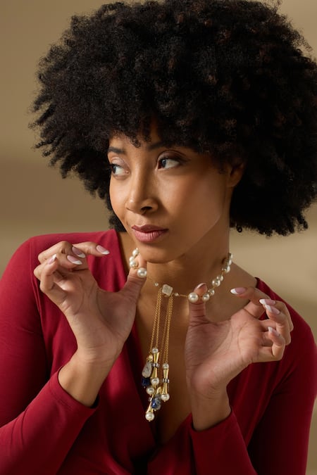 Joules By Radhika Multi Color Maravilla Multicolor Pearl Necklace 