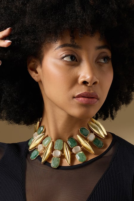 Joules By Radhika Green Vibrant Amethyst And Choker Necklace 