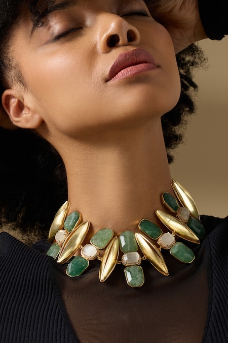 Buy Joules By Radhika Green Vibrant Amethyst And Choker Necklace Online at Aza Fashions Buy_Joules By Radhika_Green Vibrant Amethyst And Choker Necklace _Online_at_Aza_Fashions