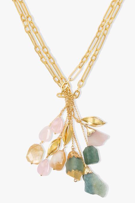Joules By Radhika Multi Color Multicolor Quartz Stone Pendant Necklace Online at Aza Fashions Joules By Radhika_Multi Color Multicolor Quartz Stone Pendant Necklace _Online_at_Aza_Fashions