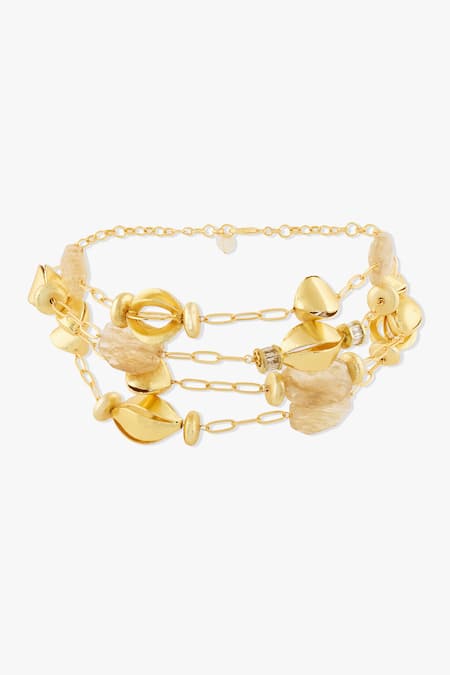 Shop Joules By Radhika Gold Plated Sculpted Gold-tone Amethyst Choker at Aza Fashions Shop_Joules By Radhika_Gold Plated Sculpted Gold-tone Amethyst Choker _at_Aza_Fashions