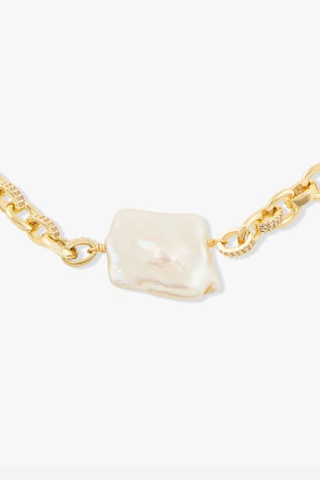 Joules By Radhika White Aseneth Baroque Pearl Necklace Online at Aza Fashions Joules By Radhika_White Aseneth Baroque Pearl Necklace _Online_at_Aza_Fashions