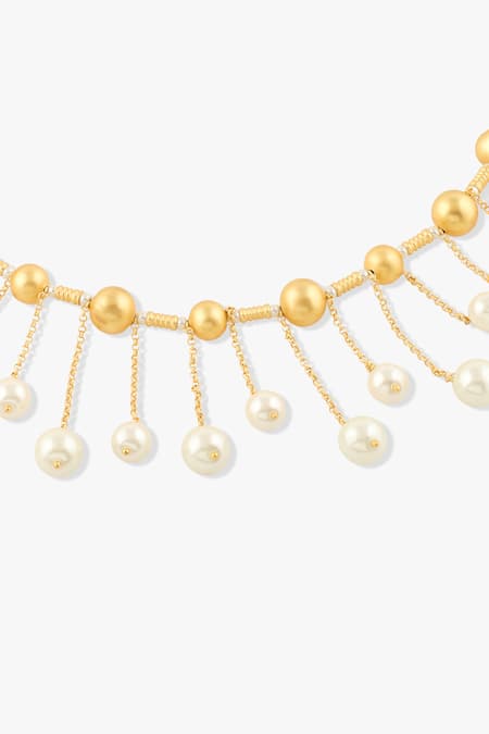 Joules By Radhika Gold Plated Pearl Cluster Selket Necklace Online at Aza Fashions Joules By Radhika_Gold Plated Pearl Cluster Selket Necklace _Online_at_Aza_Fashions