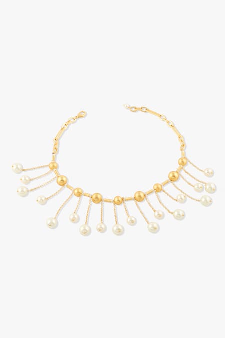 Shop Joules By Radhika Gold Plated Pearl Cluster Selket Necklace at Aza Fashions Shop_Joules By Radhika_Gold Plated Pearl Cluster Selket Necklace _at_Aza_Fashions