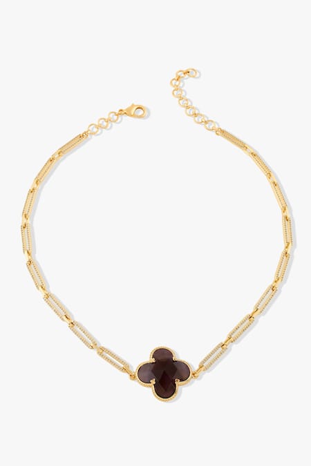 Shop_Joules By Radhika_Purple Lysari Necklace With Agate Stones _at_Aza_Fashions