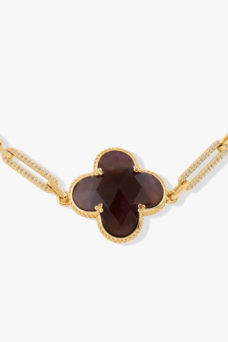 Joules By Radhika_Purple Lysari Necklace With Agate Stones _Online_at_Aza_Fashions