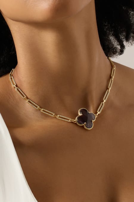 Buy_Joules By Radhika_Purple Lysari Necklace With Agate Stones _Online_at_Aza_Fashions