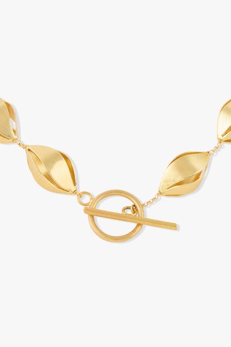Joules By Radhika Gold Plated Sculpted Gold-toned Lureya Necklace Online at Aza Fashions Joules By Radhika_Gold Plated Sculpted Gold-toned Lureya Necklace _Online_at_Aza_Fashions
