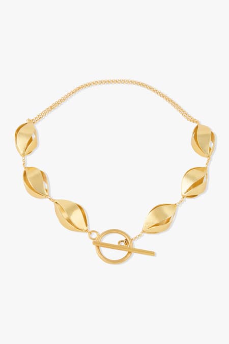 Shop Joules By Radhika Gold Plated Sculpted Gold-toned Lureya Necklace at Aza Fashions Shop_Joules By Radhika_Gold Plated Sculpted Gold-toned Lureya Necklace _at_Aza_Fashions