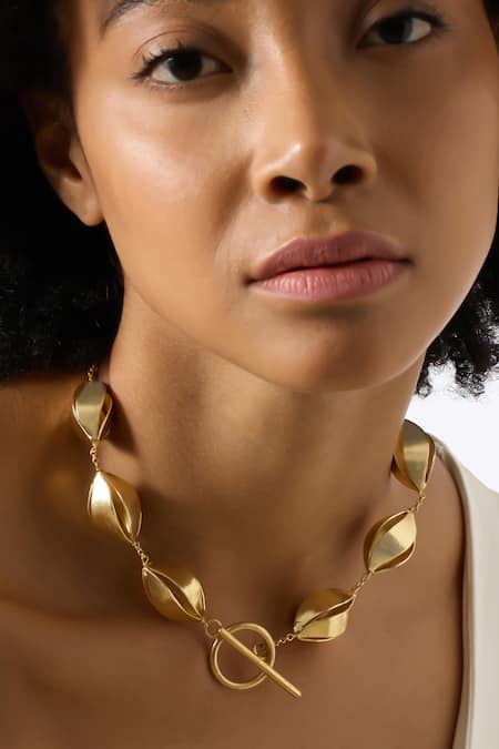 Buy Joules By Radhika Gold Plated Sculpted Gold-toned Lureya Necklace Online at Aza Fashions Buy_Joules By Radhika_Gold Plated Sculpted Gold-toned Lureya Necklace _Online_at_Aza_Fashions