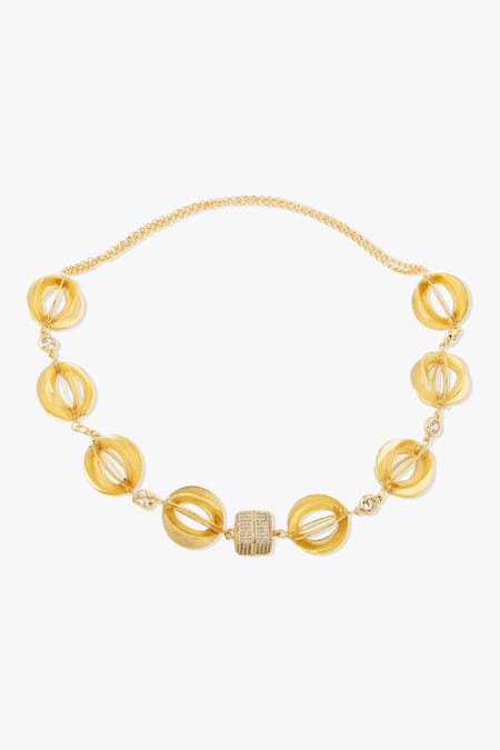 Shop Joules By Radhika Gold Plated Meloura Choker Necklace at Aza Fashions Shop_Joules By Radhika_Gold Plated Meloura Choker Necklace _at_Aza_Fashions
