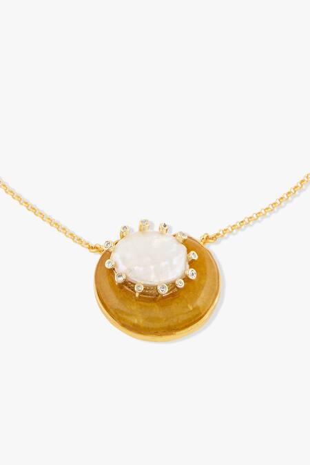 Joules By Radhika Beige Agate And Baroque Pearl Pendant Necklace Online at Aza Fashions Joules By Radhika_Beige Agate And Baroque Pearl Pendant Necklace _Online_at_Aza_Fashions