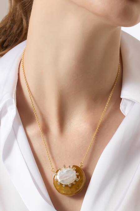 Buy Joules By Radhika Beige Agate And Baroque Pearl Pendant Necklace Online at Aza Fashions Buy_Joules By Radhika_Beige Agate And Baroque Pearl Pendant Necklace _Online_at_Aza_Fashions