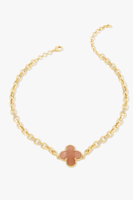 Shop Joules By Radhika Pink Lunhara Agate Necklace at Aza Fashions Shop_Joules By Radhika_Pink Lunhara Agate Necklace _at_Aza_Fashions