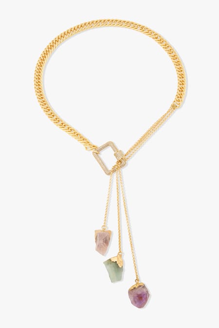 Shop Joules By Radhika Multi Color Multicolor Quartz Pendant Necklace at Aza Fashions Shop_Joules By Radhika_Multi Color Multicolor Quartz Pendant Necklace _at_Aza_Fashions