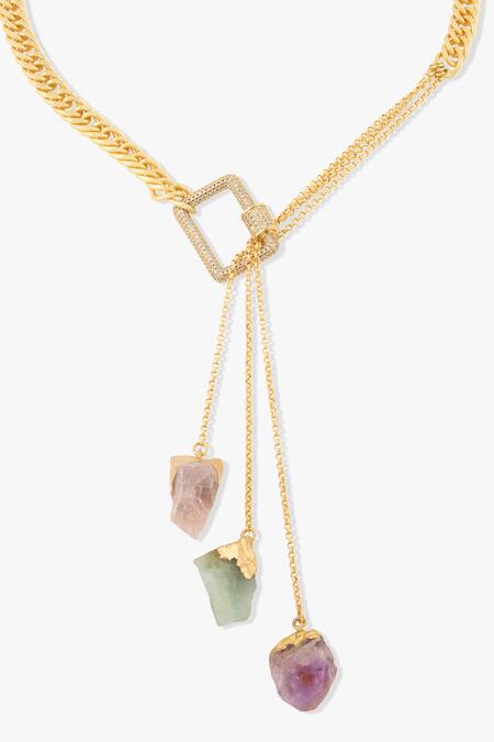 Joules By Radhika Multi Color Multicolor Quartz Pendant Necklace Online at Aza Fashions Joules By Radhika_Multi Color Multicolor Quartz Pendant Necklace _Online_at_Aza_Fashions