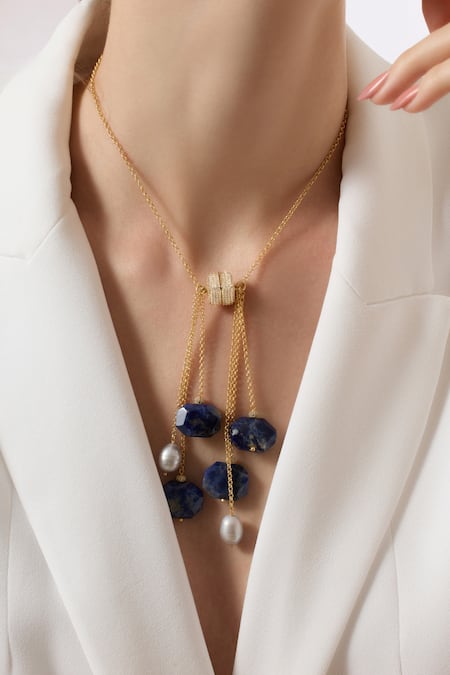 Buy_Joules By Radhika_Blue Avenari Pendant Necklace _Online_at_Aza_Fashions