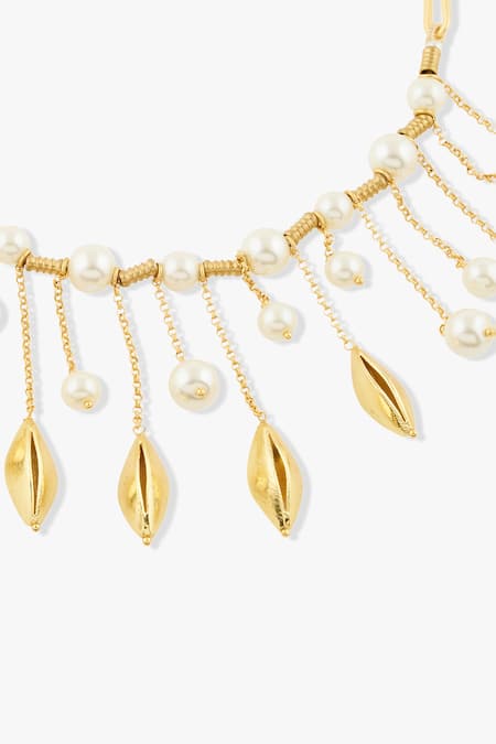 Buy Joules By Radhika Gold Plated Olyssa Pearl And Finish Necklace Online at Aza Fashions Buy_Joules By Radhika_Gold Plated Olyssa Pearl And Finish Necklace _Online_at_Aza_Fashions