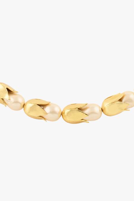 Joules By Radhika Gold Plated Baroque Pearl Finish Necklace Online at Aza Fashions Joules By Radhika_Gold Plated Baroque Pearl Finish Necklace _Online_at_Aza_Fashions