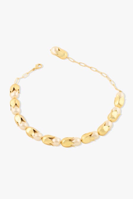 Shop Joules By Radhika Gold Plated Baroque Pearl Finish Necklace at Aza Fashions Shop_Joules By Radhika_Gold Plated Baroque Pearl Finish Necklace _at_Aza_Fashions