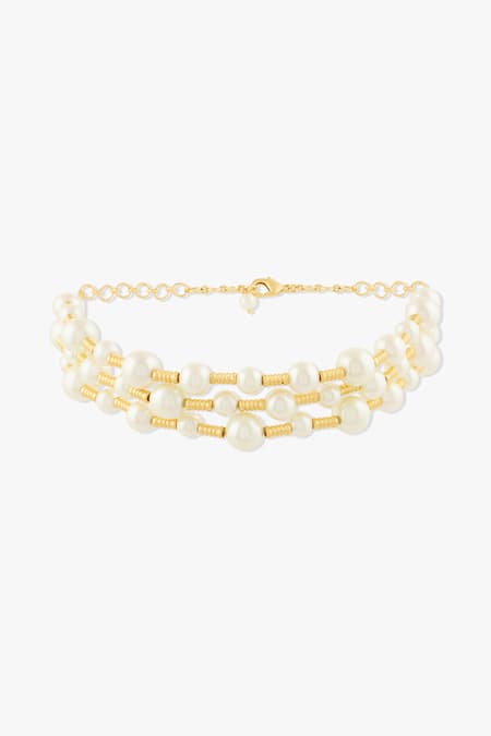 Shop Joules By Radhika Gold Plated Pearl Choker at Aza Fashions Shop_Joules By Radhika_Gold Plated Pearl Choker _at_Aza_Fashions