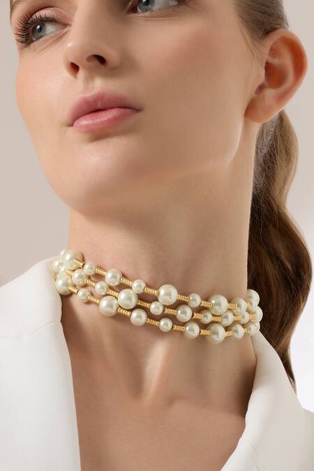 Buy Joules By Radhika Gold Plated Pearl Choker Online at Aza Fashions Buy_Joules By Radhika_Gold Plated Pearl Choker _Online_at_Aza_Fashions
