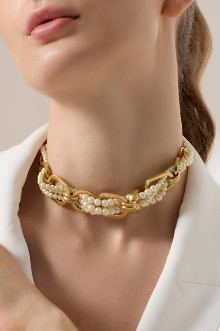 Buy Joules By Radhika Gold Plated Pearl Cluster Choker Online at Aza Fashions Buy_Joules By Radhika_Gold Plated Pearl Cluster Choker _Online_at_Aza_Fashions