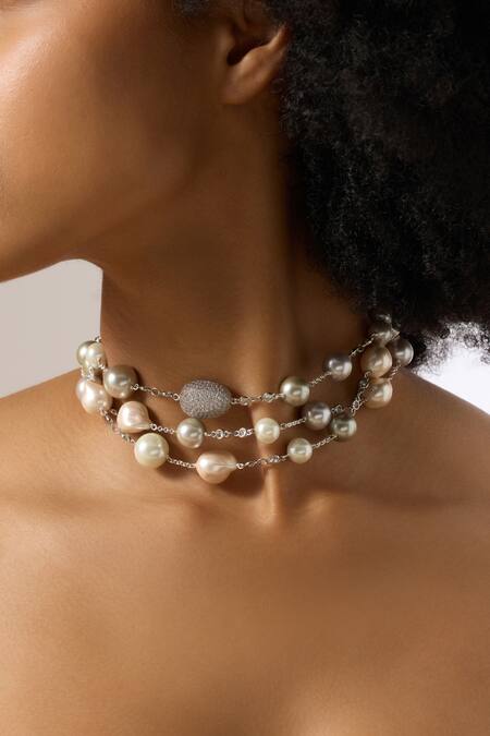 Buy_Joules By Radhika_Multi Color Multicolor Baroque Pearl Choker _Online_at_Aza_Fashions