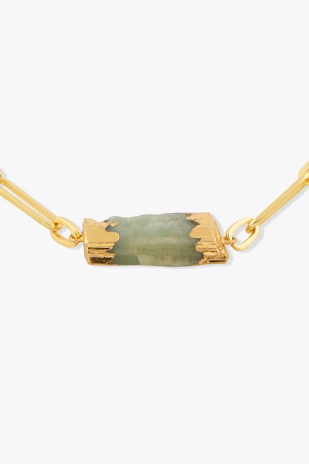 Joules By Radhika_Green Faceted Quartz Gold-toned Necklace _Online_at_Aza_Fashions