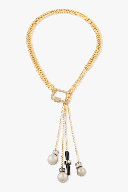 Shop_Joules By Radhika_Black Kalythe Pendant Necklace _at_Aza_Fashions