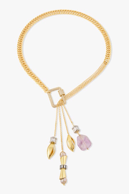 Shop_Joules By Radhika_Multi Color Solvanna Multicolor Agate Pendant Necklace _at_Aza_Fashions